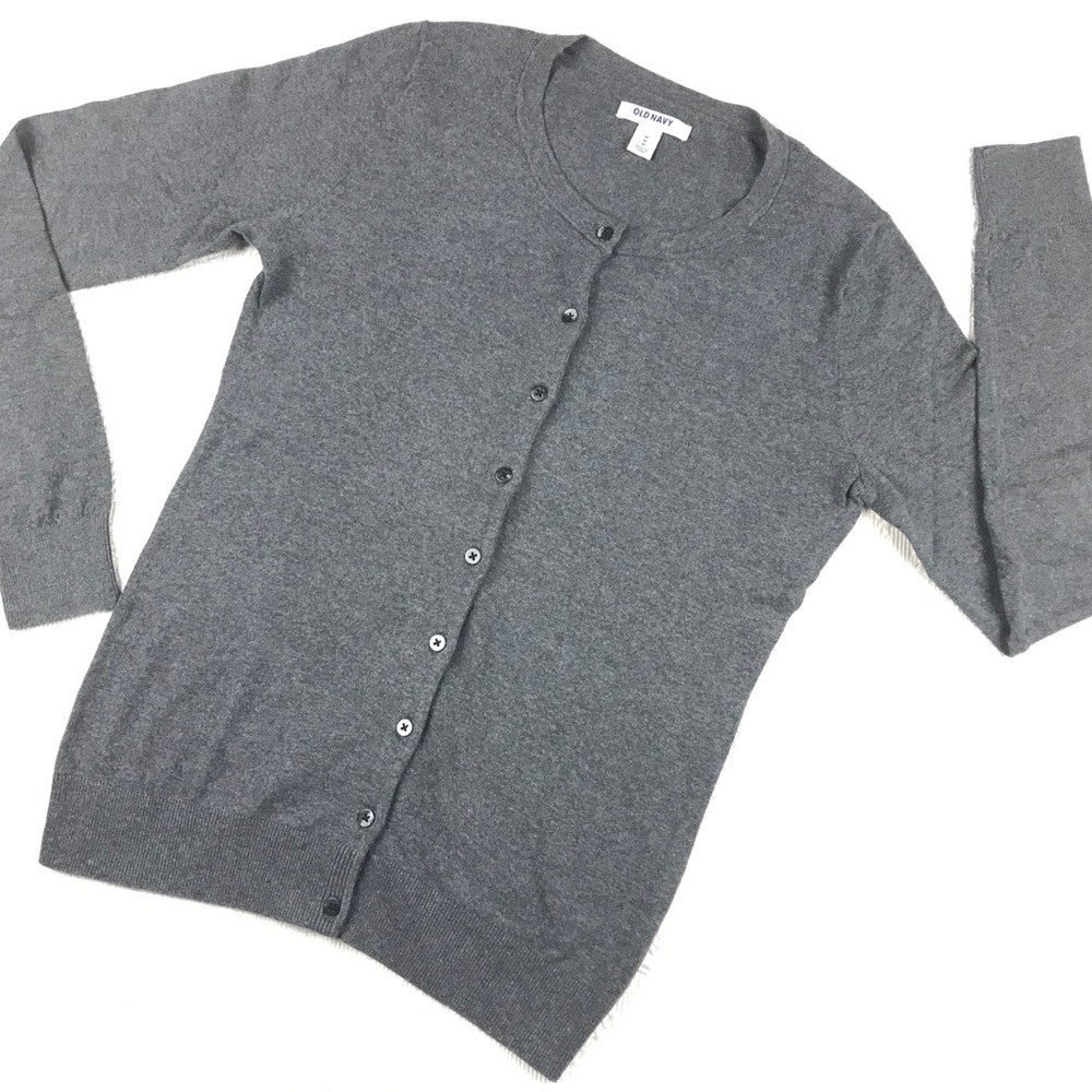 OLD NAVY Gray Knit Button Front Cotton Blend Long Sleeve Cardigan M